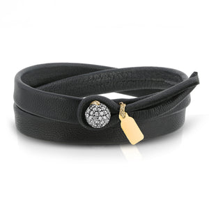 DIAMOND DOUBLE WRAP LEATHER BRACELET