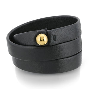 14K GOLD TRIPLE WRAP LEATHER BRACELET