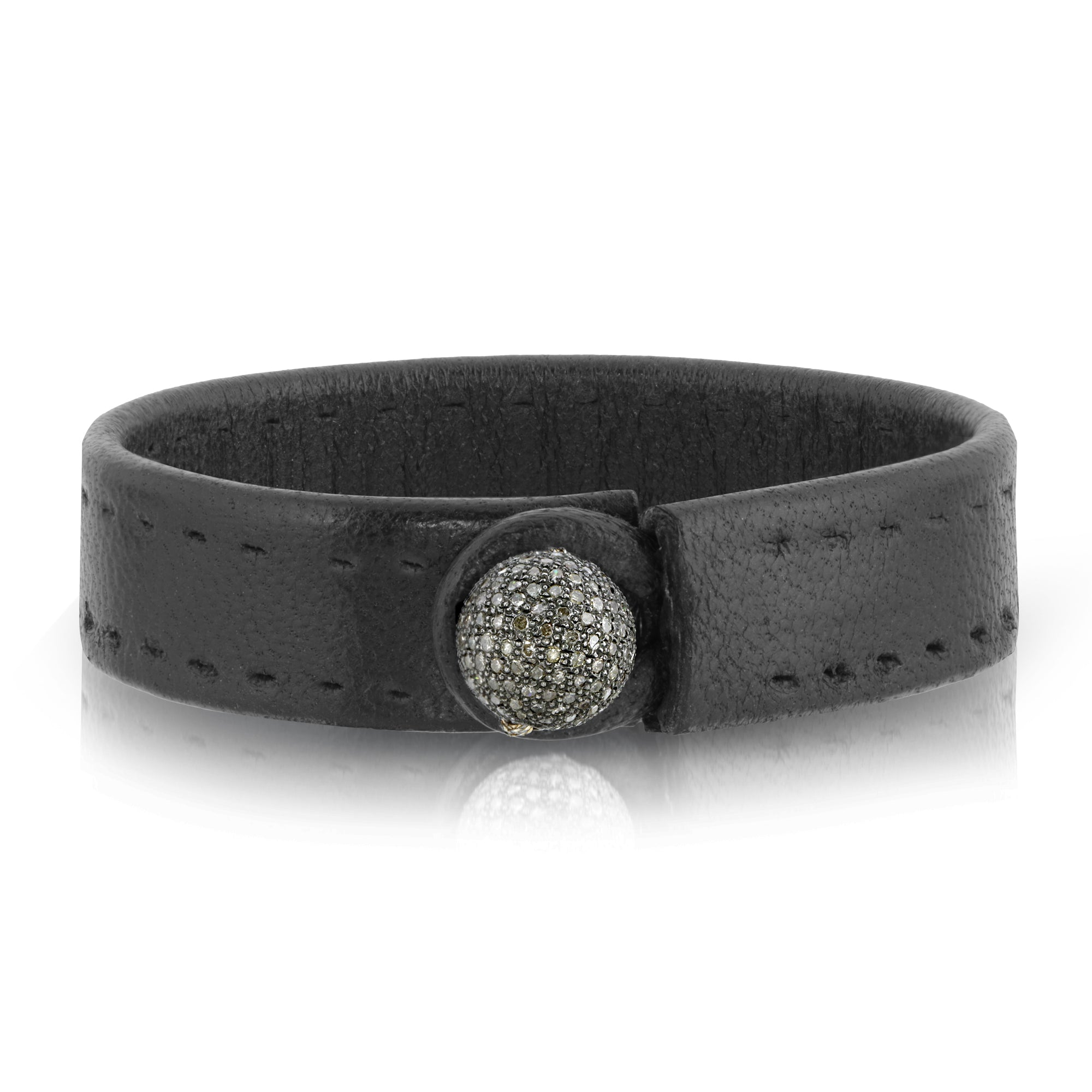 SINGLE WRAP DIAMOND + LEATHER BRACELET