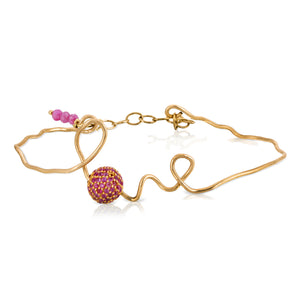 14K GOLD WIRE AND RUBIS LOVE BRACELET