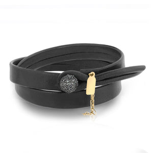 BLACK DIAMOND DOUBLE WRAP LEATHER BRACELET