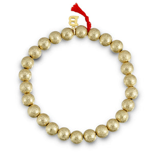 14K TEXTURED 7MM GOLD BEAD BRACELET