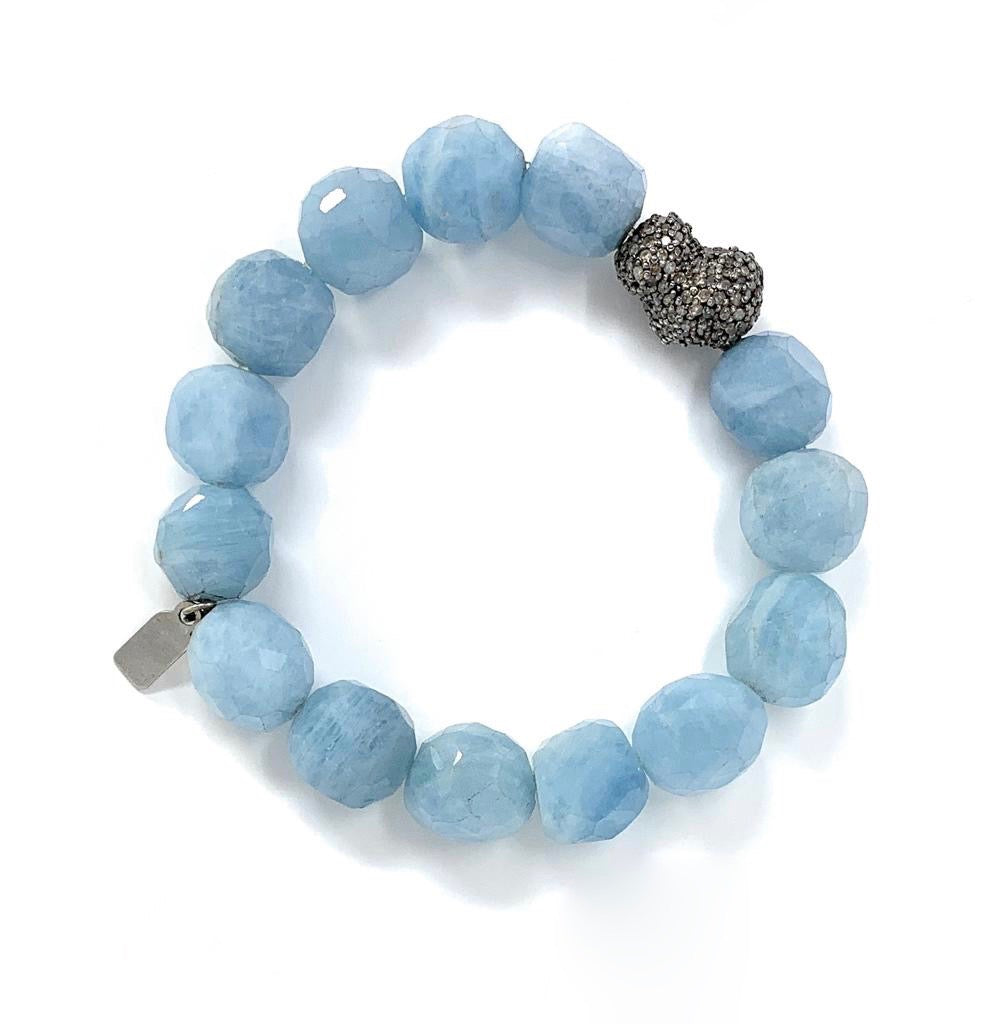 SUGAR AQUAMARINE AND DIAMOND NUGGET BRACELET