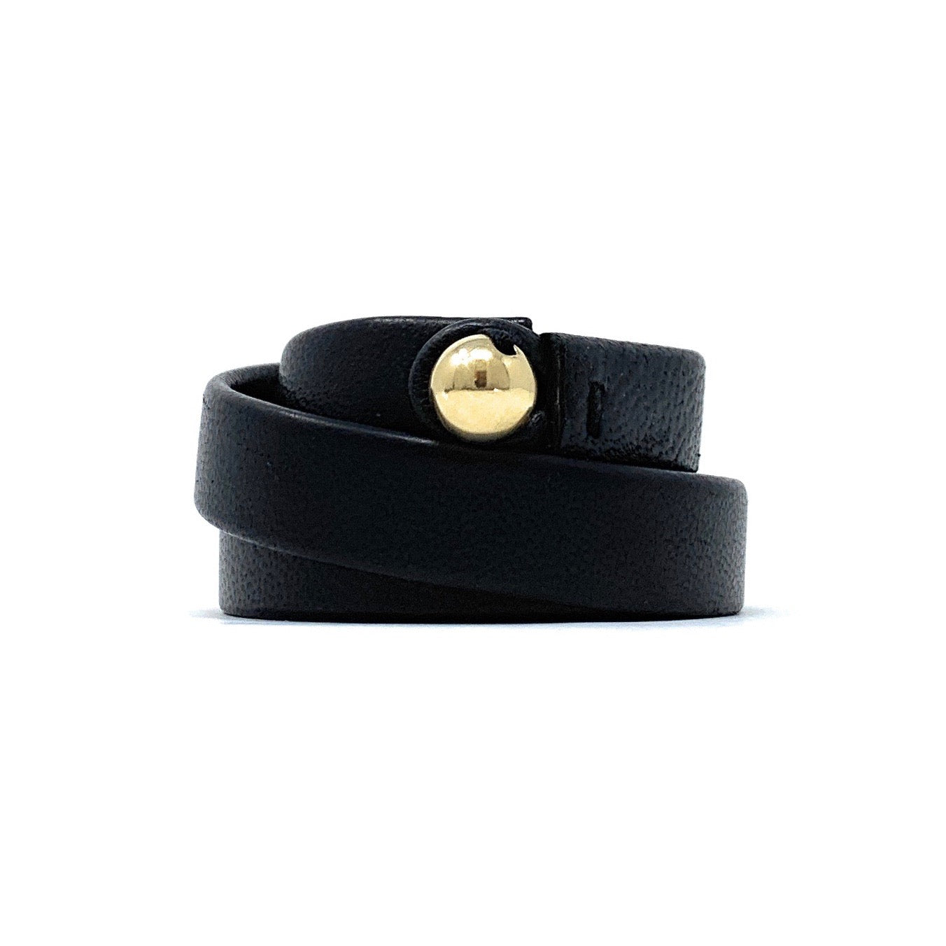 14K GOLD TRIPLE WRAP LEATHER BRACELET