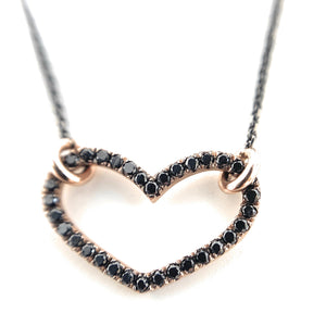 Black diamond floating heart necklace - Boussidan Joaillerie