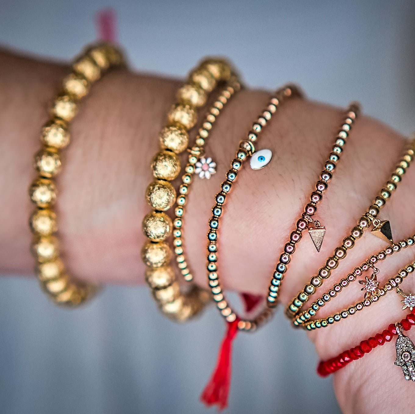 14K GOLD 6MM BEAD BRACELET