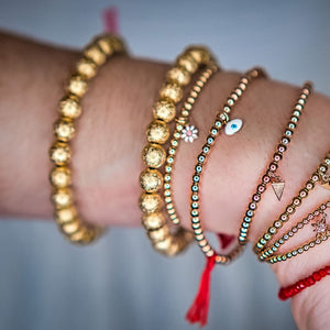 14K TEXTURED 7MM GOLD BEAD BRACELET