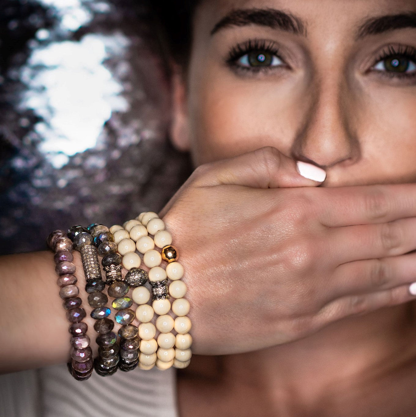 BONE AND DIAMOND DOUGHNUT BRACELET