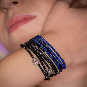 LAPIS LAZULI AND BLACK SPINNEL + DIAMOND DISC BRACELETS