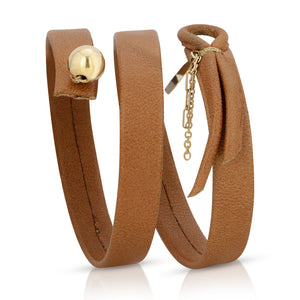 14K GOLD DOUBLE WRAP LEATHER BRACELET