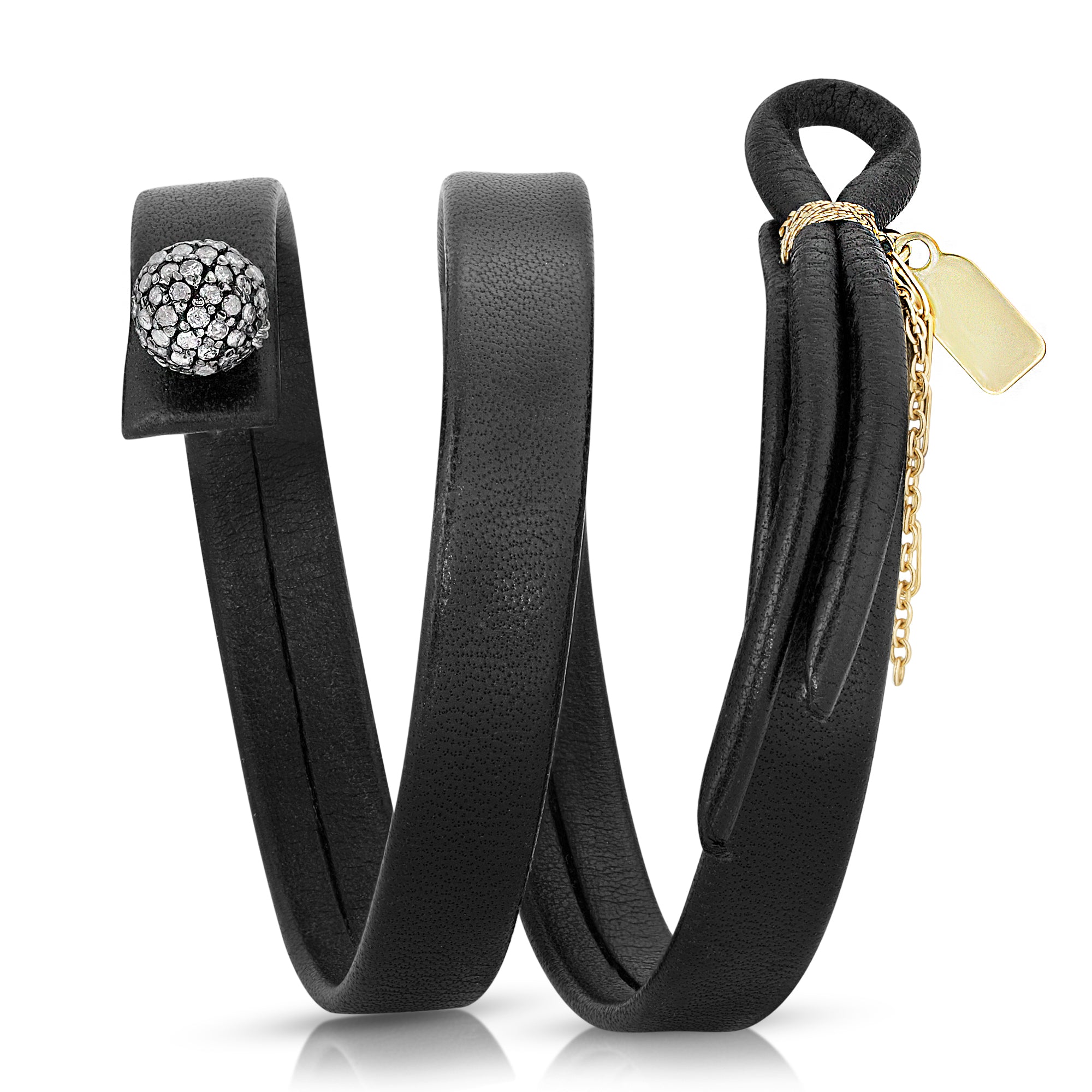 DIAMOND DOUBLE WRAP LEATHER BRACELET