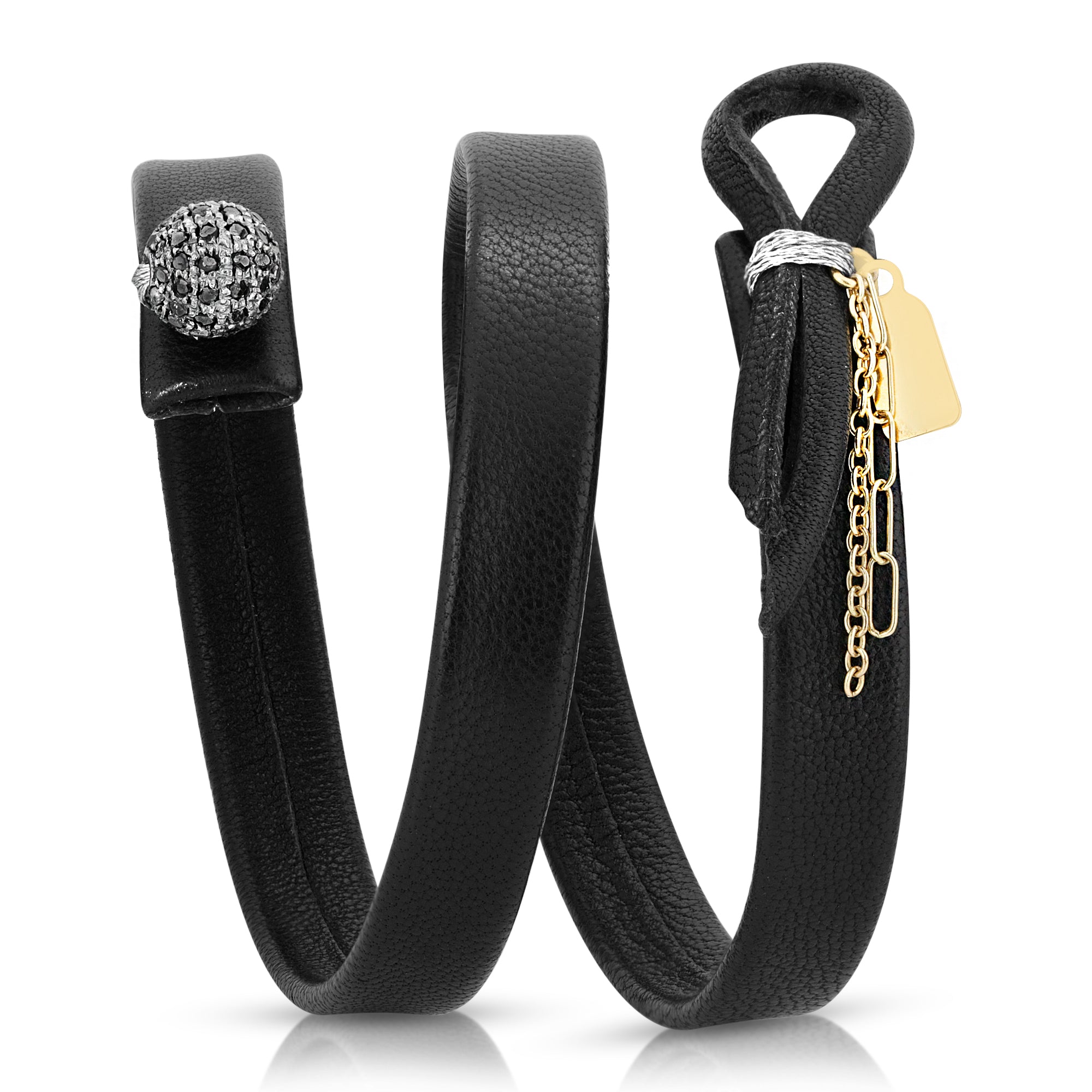 BLACK DIAMOND DOUBLE WRAP LEATHER BRACELET