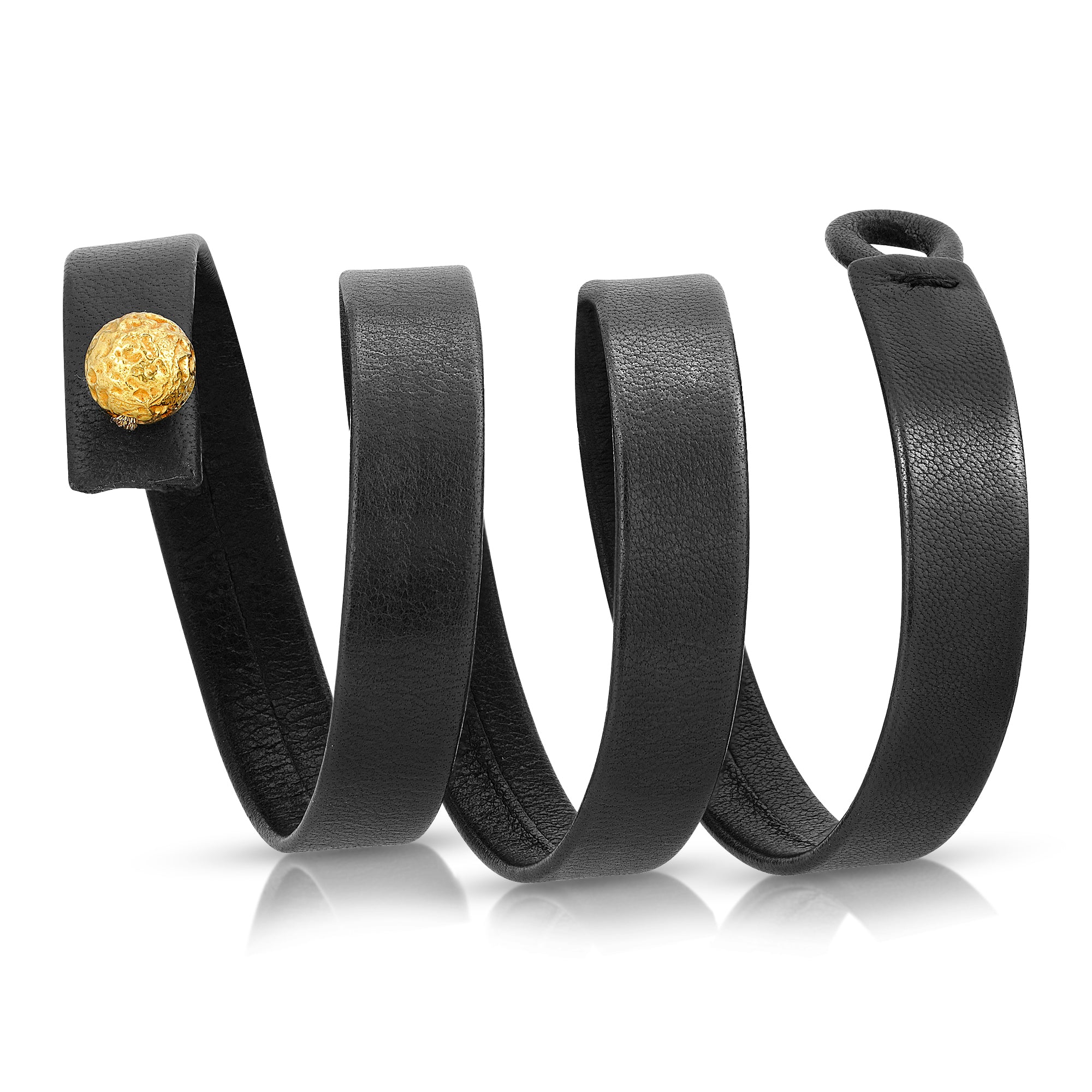 22K TEXTURED GOLD TRIPLE WRAP LEATHER BRACELET